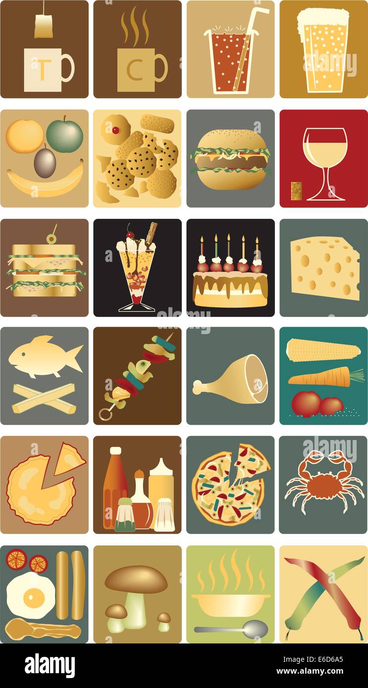 Conjunto de iconos vectorial editable de bebidas y snacks Ilustración del Vector