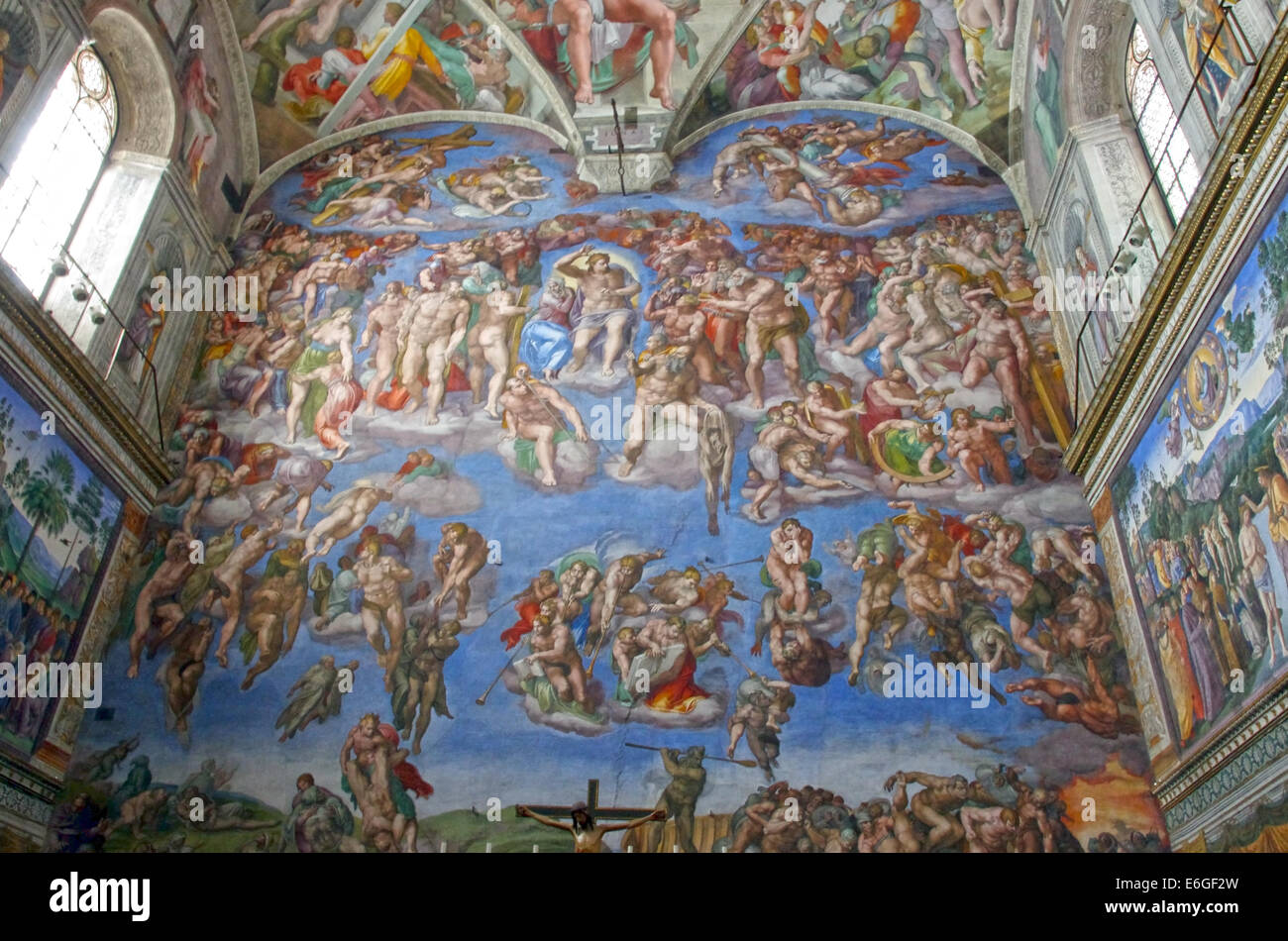 El Juicio Final De Miguel Angel En La Capilla Sixtina En Roma Fotografia De Stock Alamy