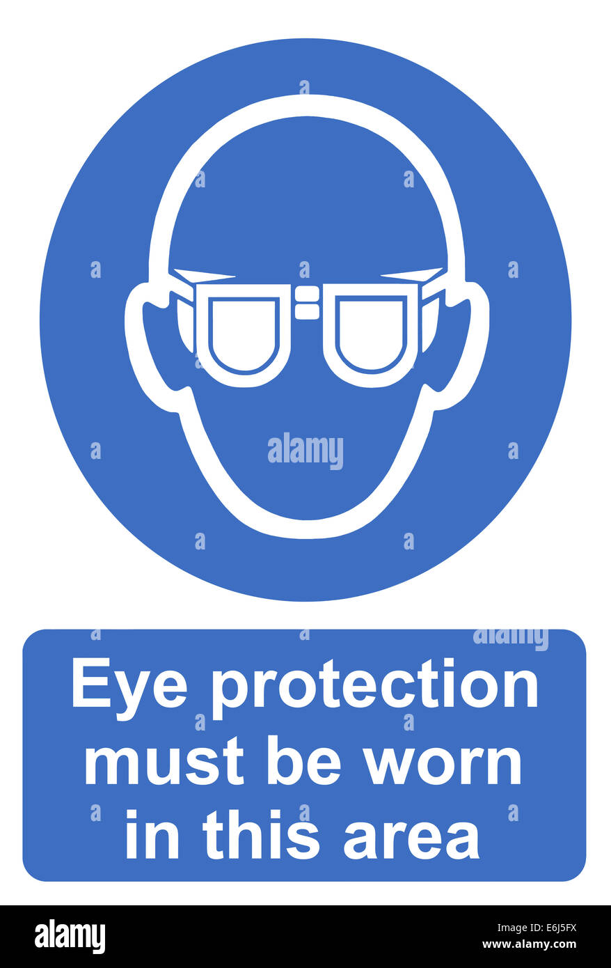 Protección ocular debe ser usada en esta zona Foto de stock