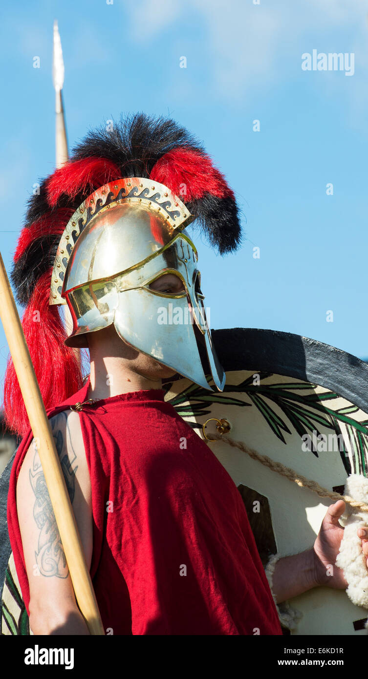 Hoplita. Recreación. Los soldados griegos antiguos en Odisea militar Show,  Detling, Kent, Inglaterra Fotografía de stock - Alamy