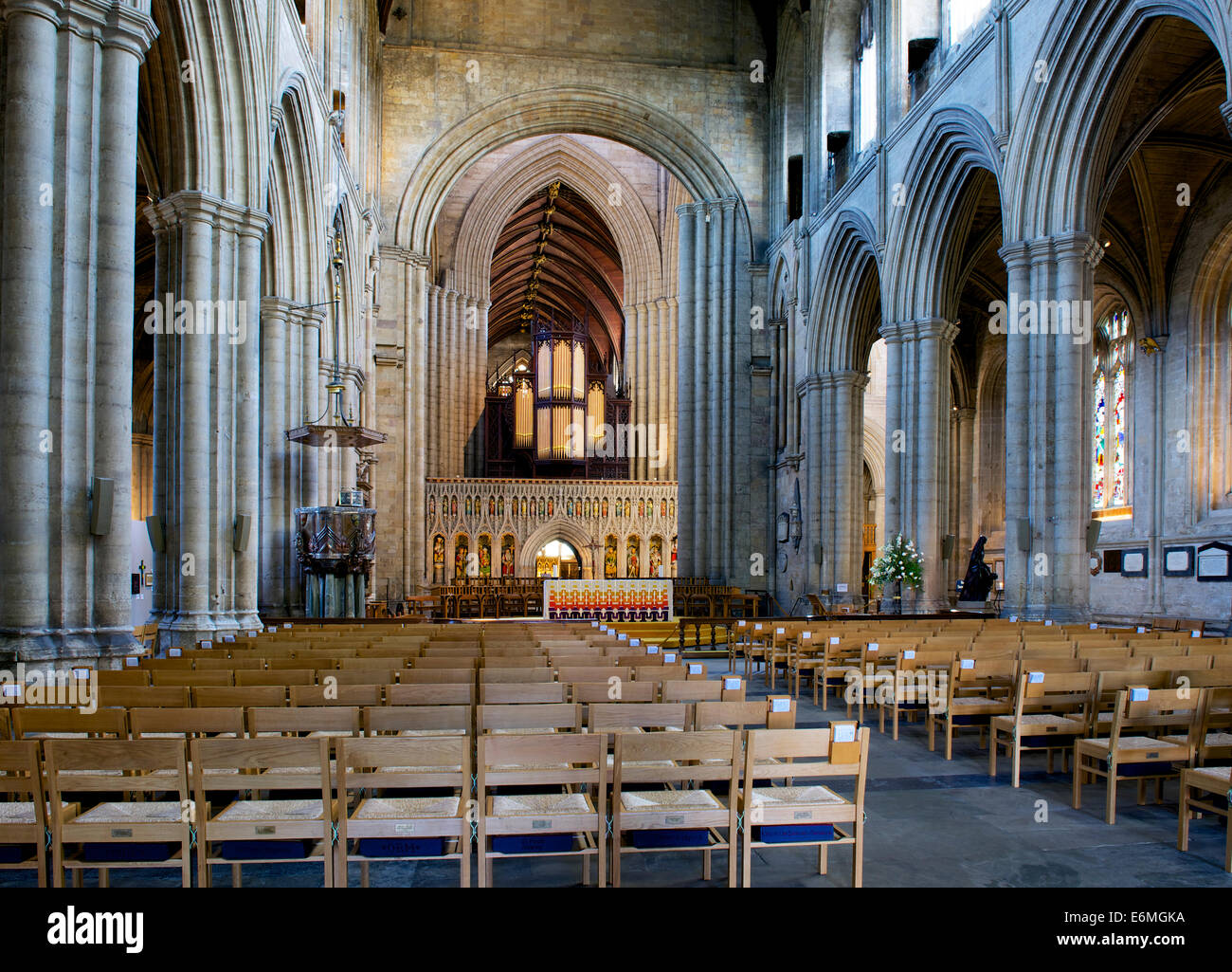 Interior de la Catedral de Ripon, North Yorkshire, Inglaterra Foto de stock