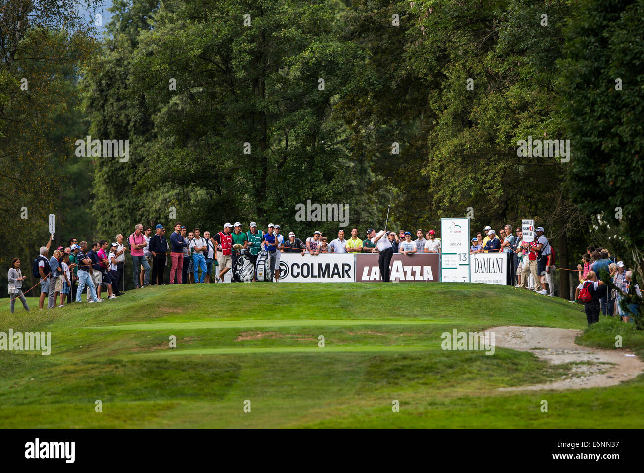 El escocés Stephen Gallacher en acción durante la primera ronda de 71th italianos abierto celebrado en el Circolo Golf Torino Foto de stock