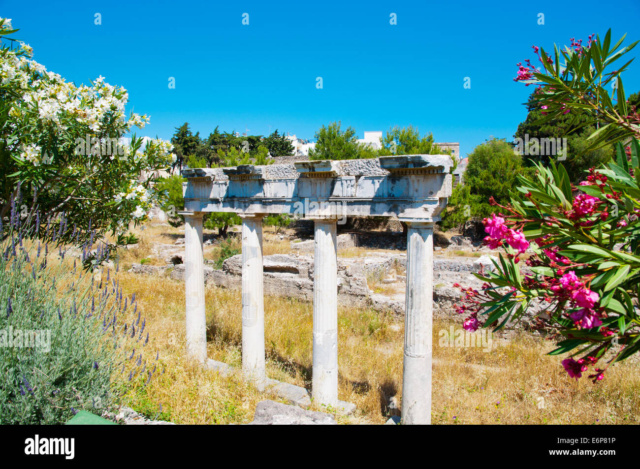 Western excavaciones, ruinas antiguas, la ciudad de Kos, la isla de Kos, islas del Dodecaneso, Grecia, Europa Foto de stock