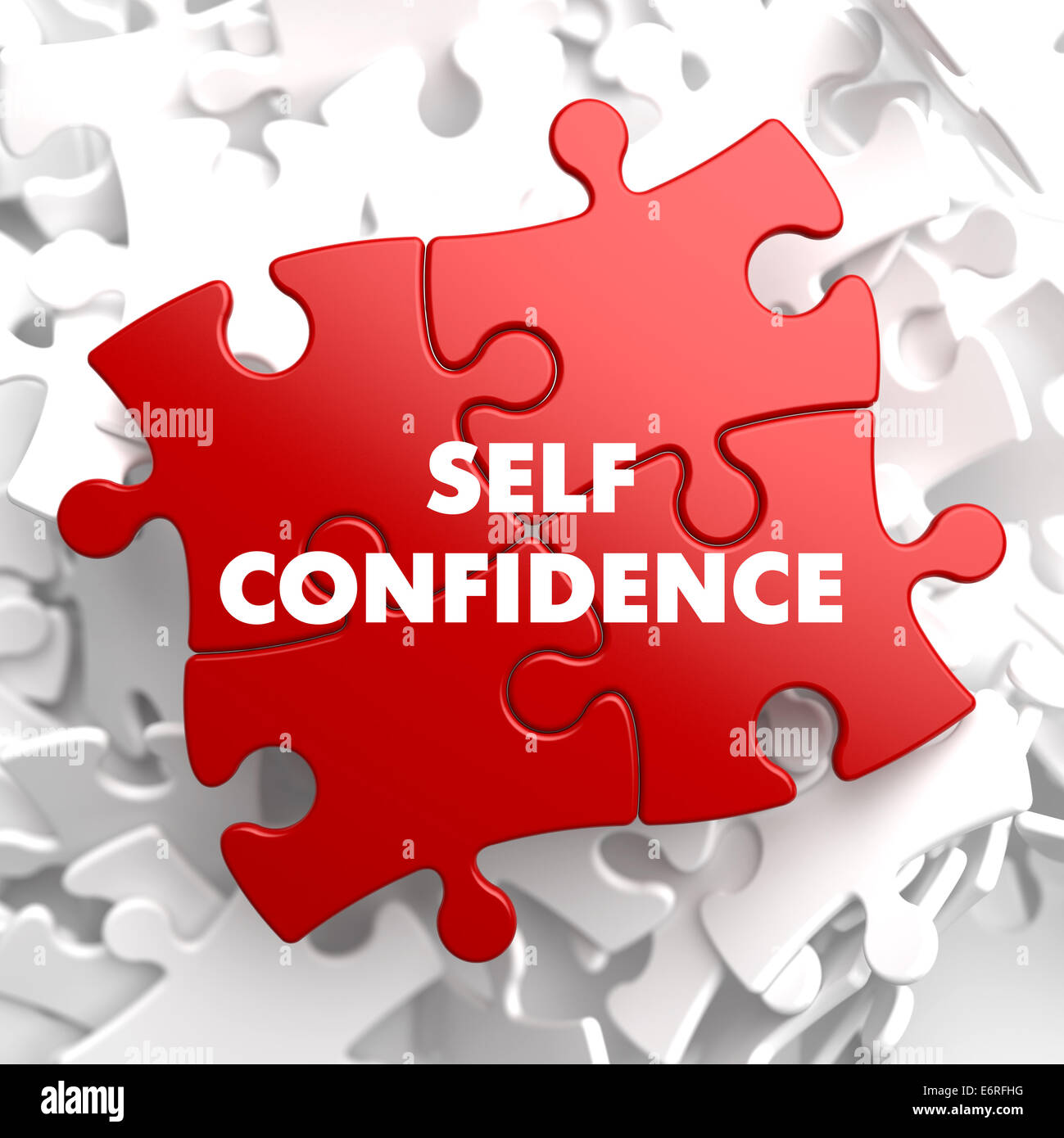 La auto-confianza en Red Puzzle. Foto de stock