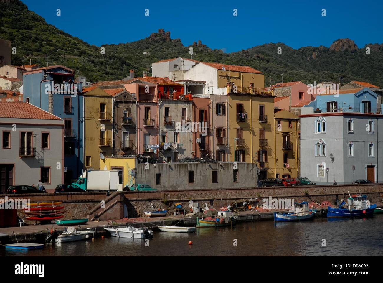 Bosa en Cerdeña, Italia Foto de stock