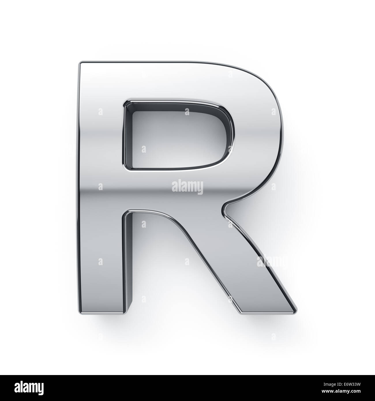 3D Render de letra del alfabeto metálicos símbolo - R. aislado sobre fondo blanco. Foto de stock