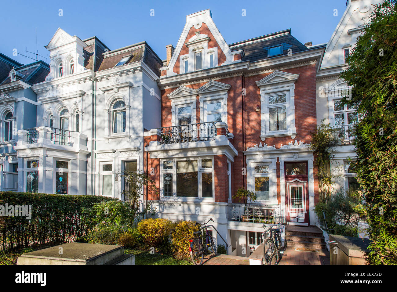 Casas Art nouveau Eppendorf en Hamburgo, Hamburgo, Alemania Fotografía