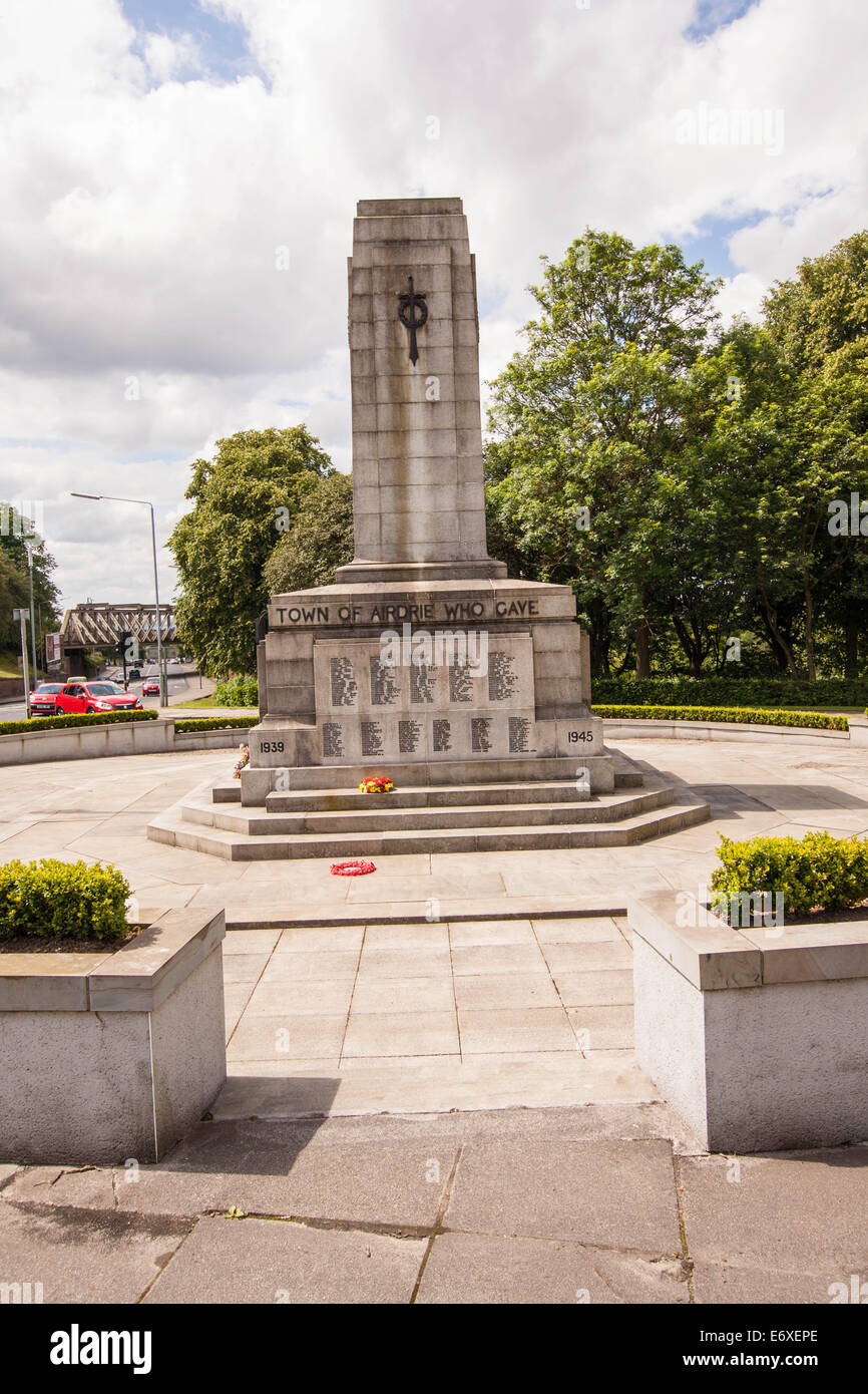 Monumento de guerra en Airdrie, North Lanarkshire, Escocia. Foto de stock