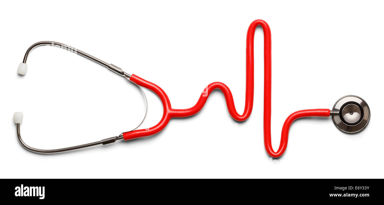 Estetoscopio en la forma de un latido del corazón en un electrocardiograma. Foto de stock