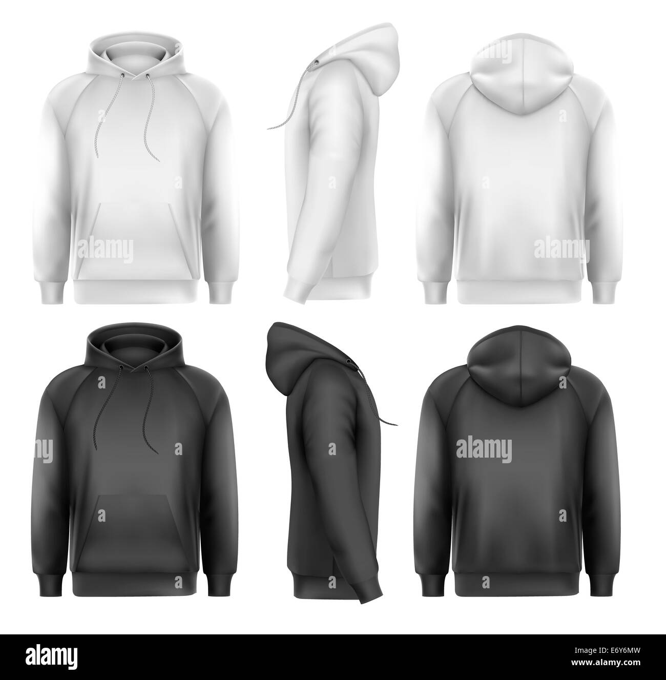 Conjunto de macho blanco y negro sudaderas con texto de muestra el espacio.  Vector Fotografía de stock - Alamy
