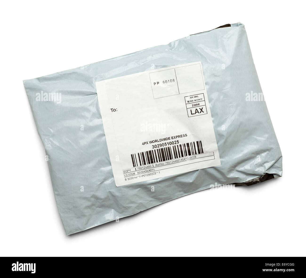 Paquete de Correo Internacional gris con copia espacio aislado sobre fondo  blanco Fotografía de stock - Alamy