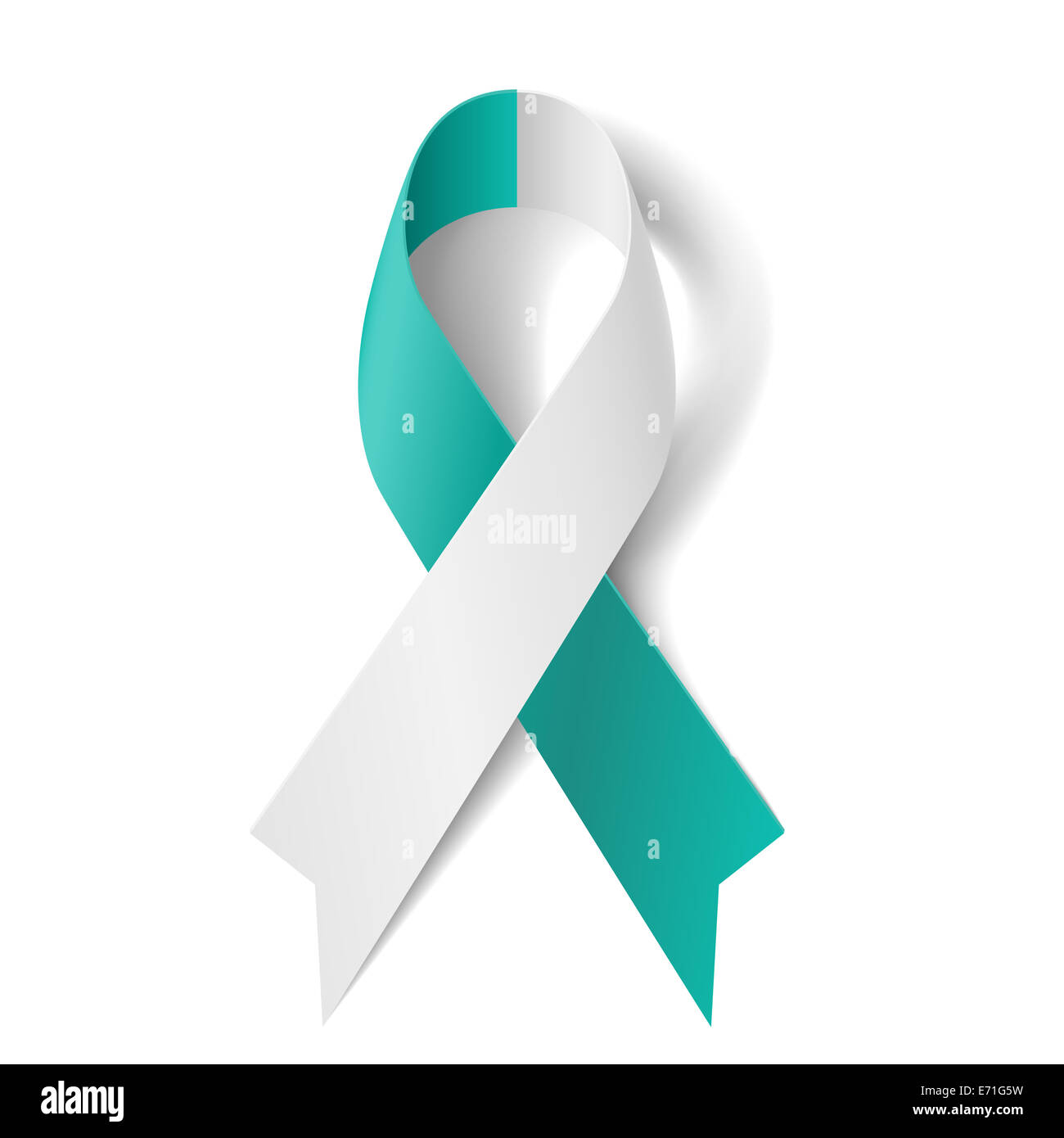 Teal y lazo blanco como símbolo de cáncer cervical Fotografía de stock -  Alamy