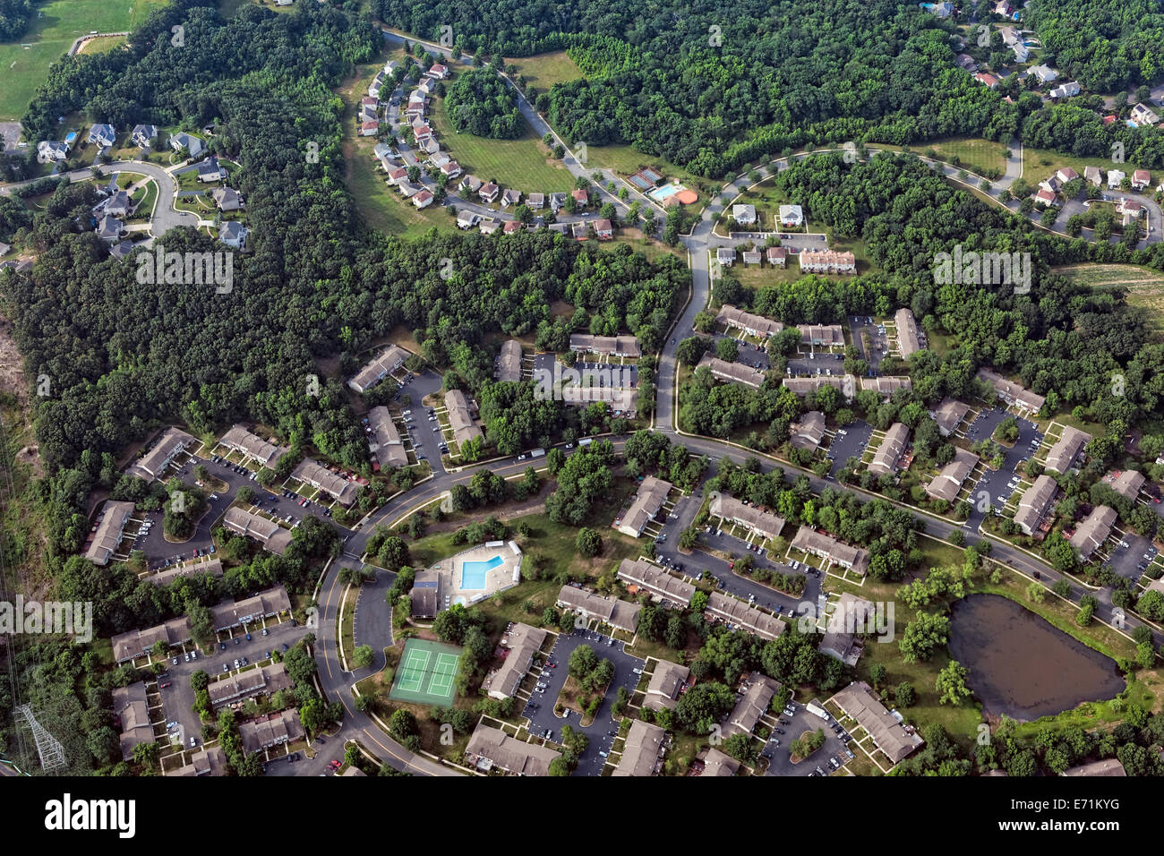 Vista aérea de Nueva Jersey Vivienda Tracts, Condado de Monmouth Foto de stock
