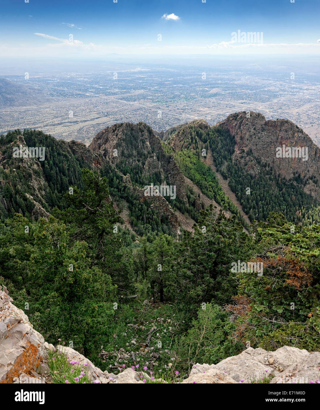 Vista desde el Sandia Peak, Albuquerque, NM Foto de stock