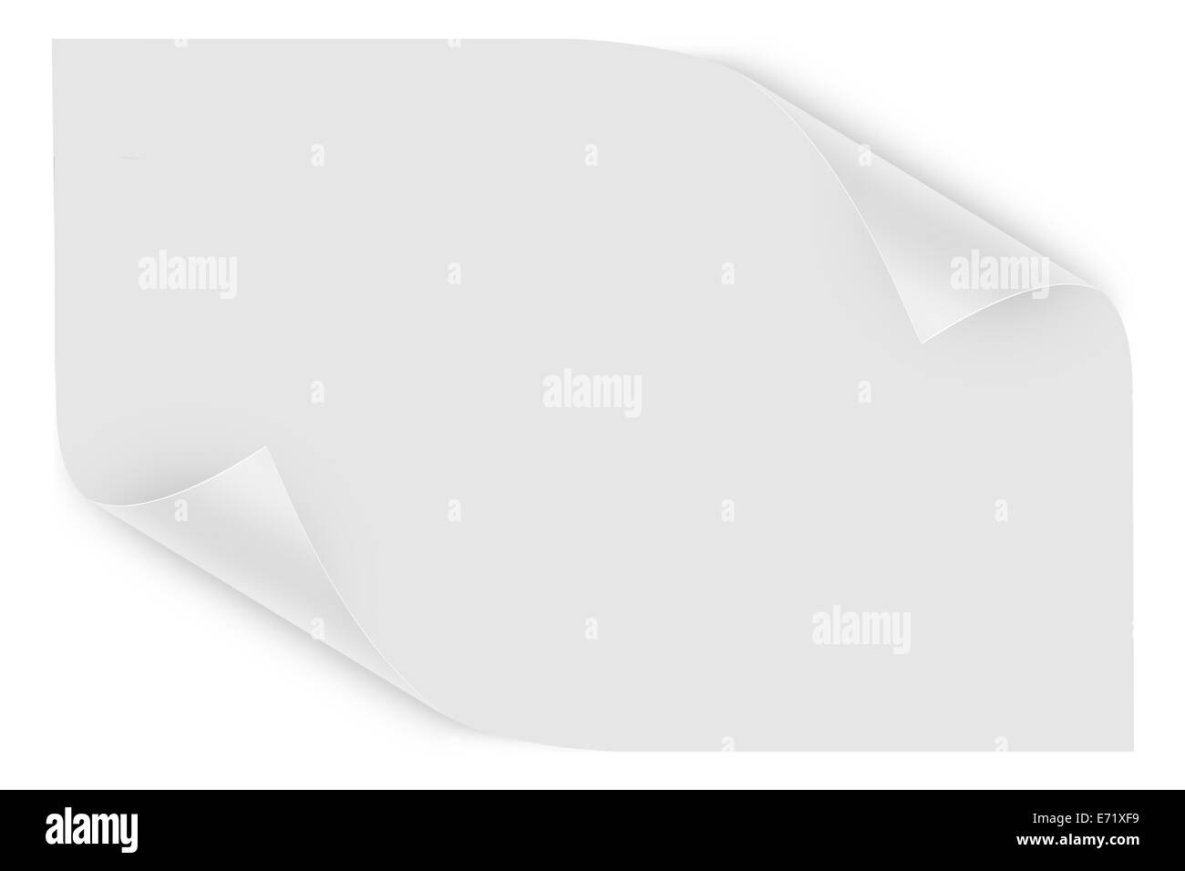 Hoja en blanco blanco con rizos de página, aislado sobre fondo blanco Fotografía de stock Alamy