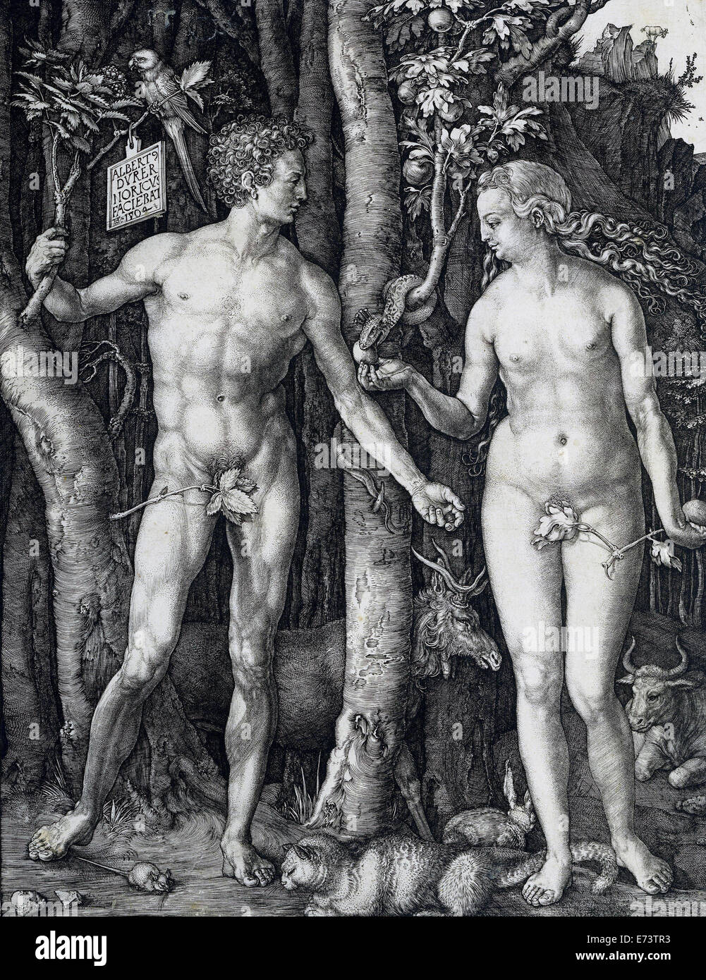 Adán y Eva de Alberto Durero - 1504 Foto de stock