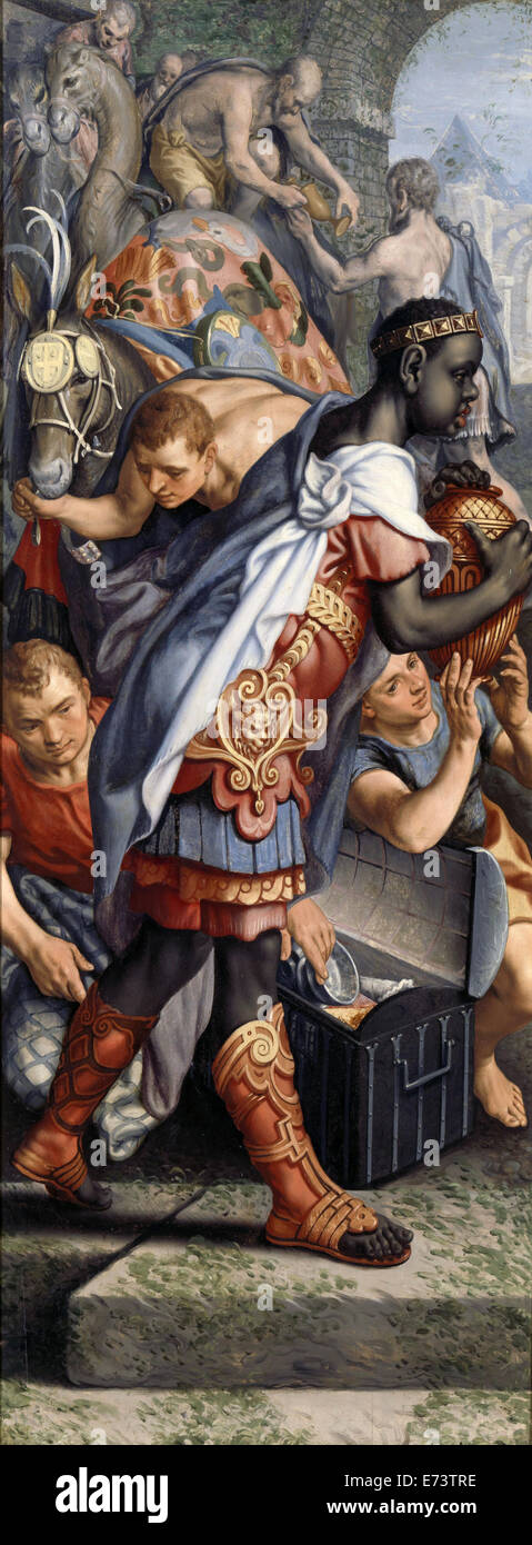 La adoración de los Reyes Magos - por Pieter Aertsen, 1560 - 1565 Foto de stock