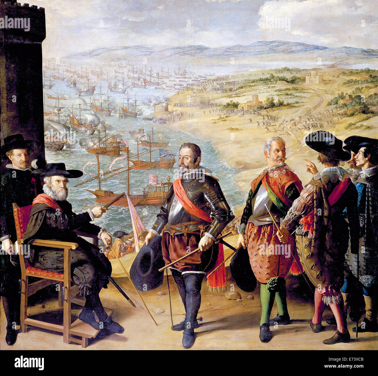 La defensa de Cádiz contra los ingleses - de Francisco de Zurbarán, 1634 Foto de stock