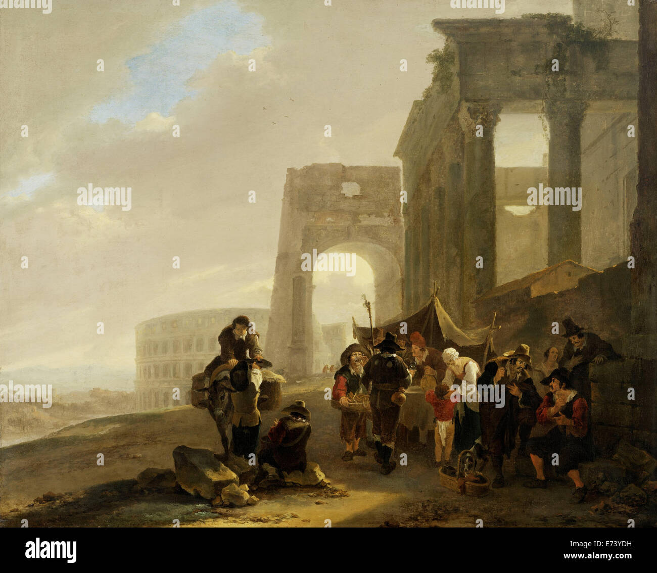Escena Folk entre ruinas romanas - por Jan Both, 1640 - 1652 Foto de stock