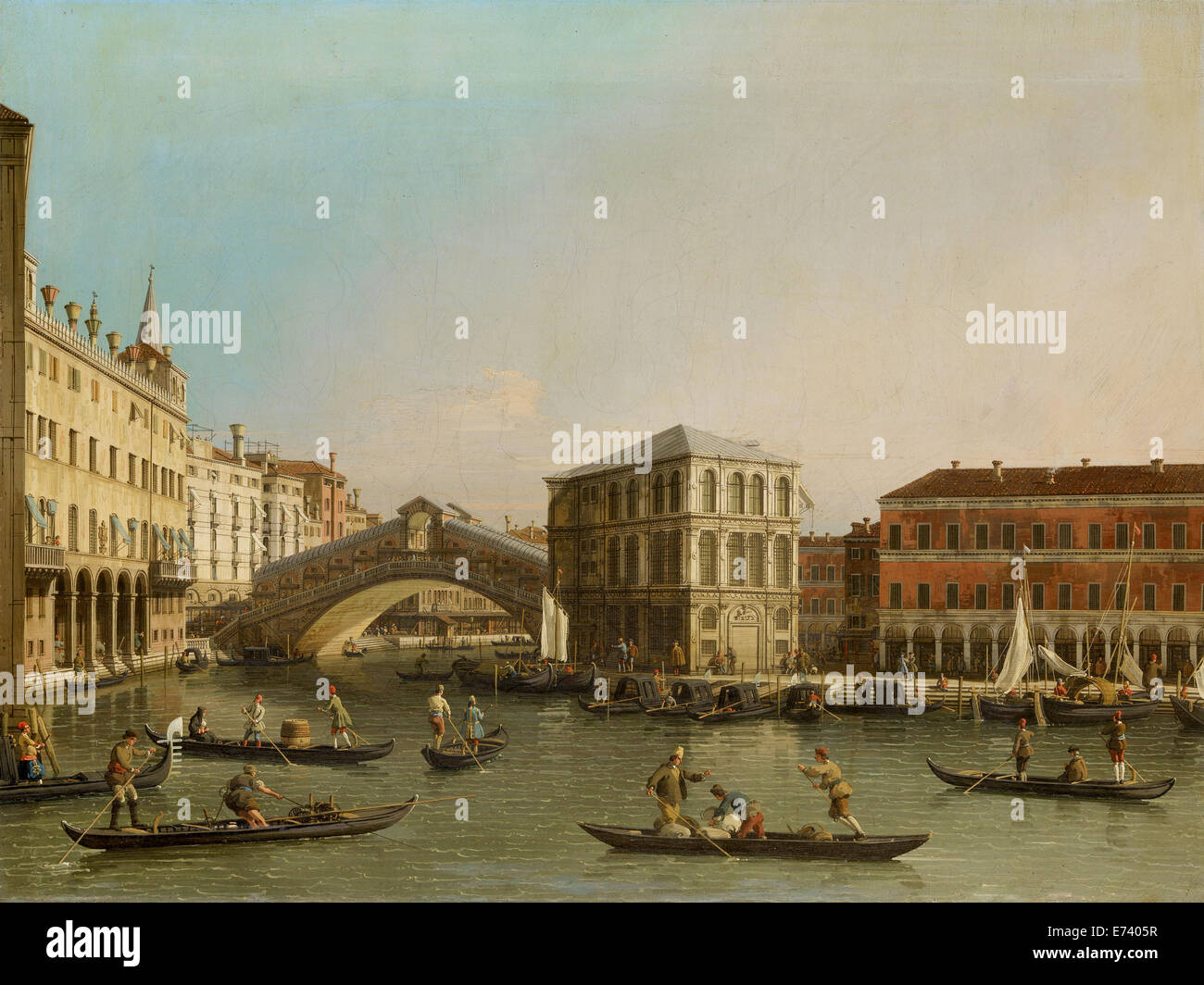 El Gran Canal con el puente de Rialto - por Canaletto, 1707 - 1750 Foto de stock