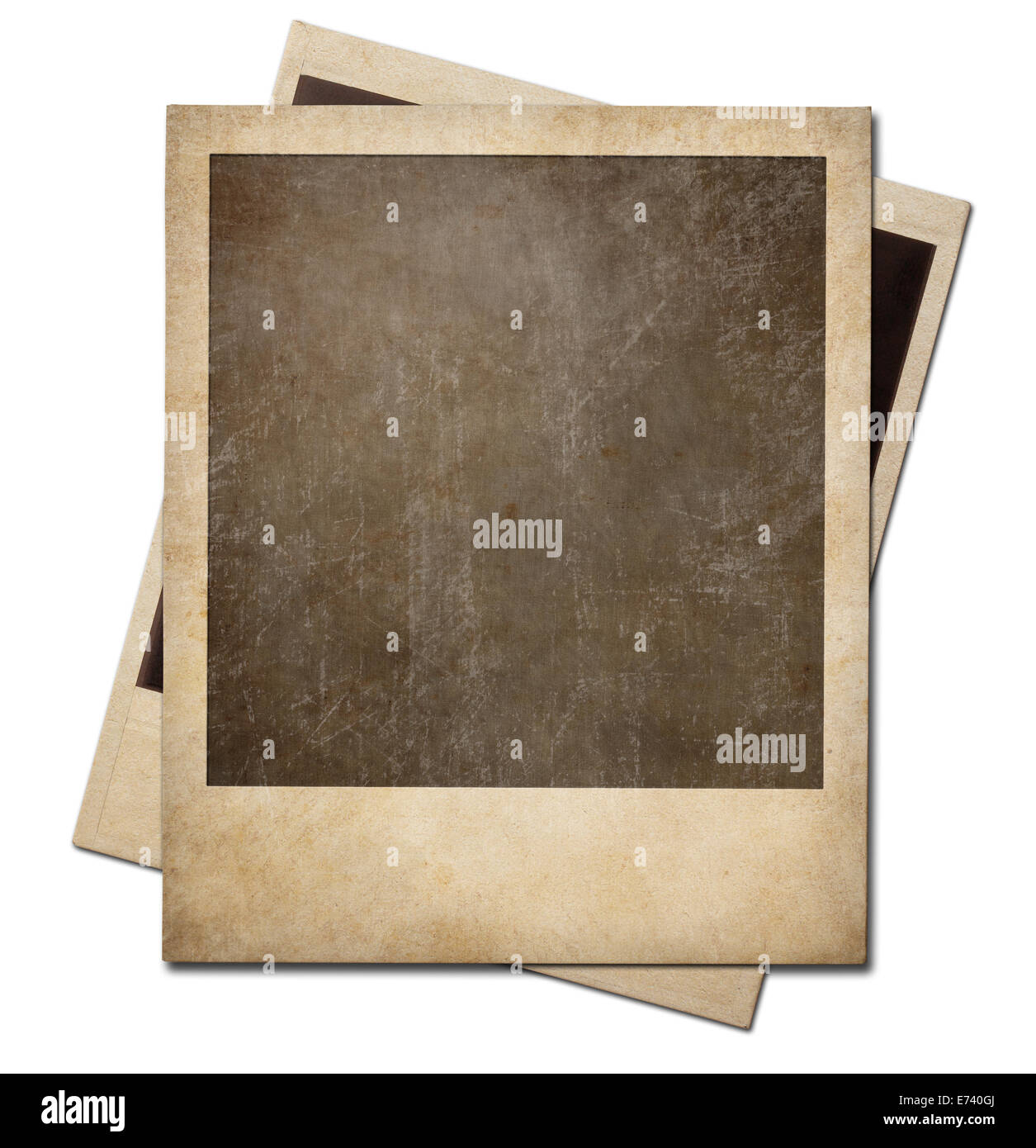 Grunge foto instantánea Polaroid fotogramas aislados. Trazado de recorte sin sombras está incluido. Foto de stock