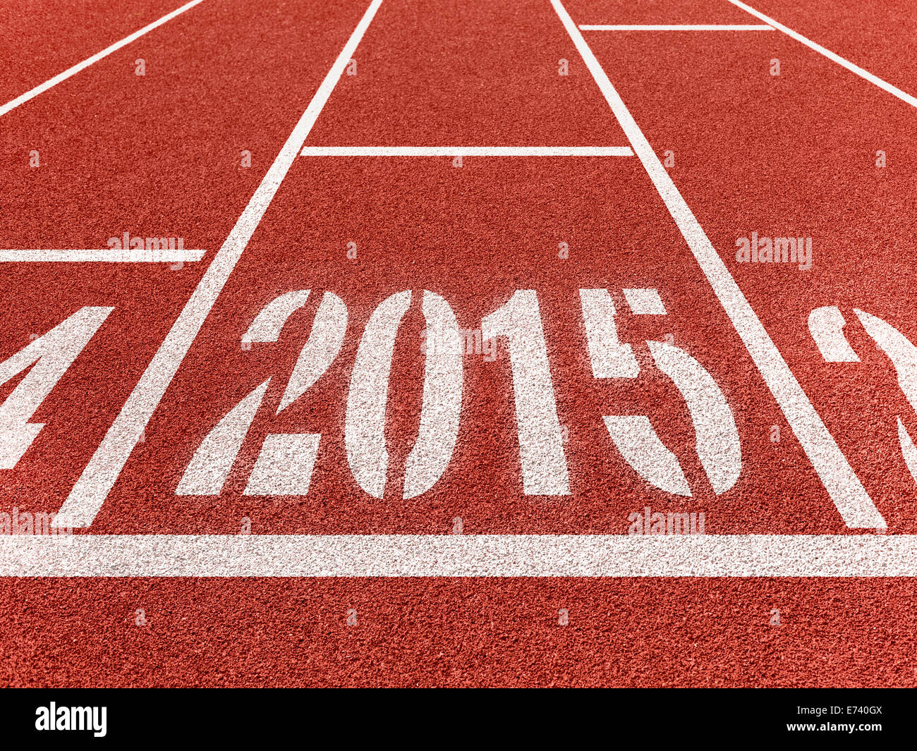 Año Nuevo 2015 en deporte diggits vía con la flecha. Buen comienzo, creciendo el concepto empresarial. Foto de stock