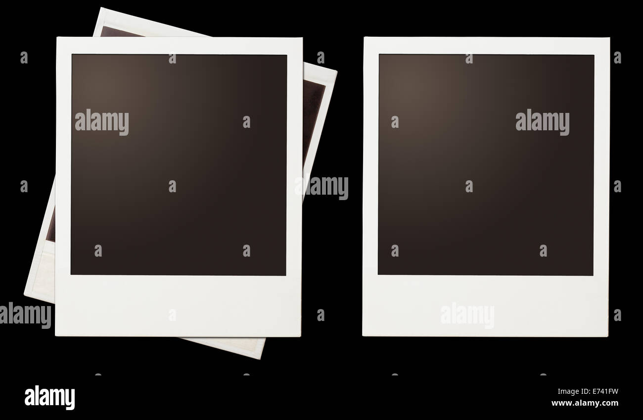 Vintage foto instantánea Polaroid establecer marcos aislados en negro Foto de stock