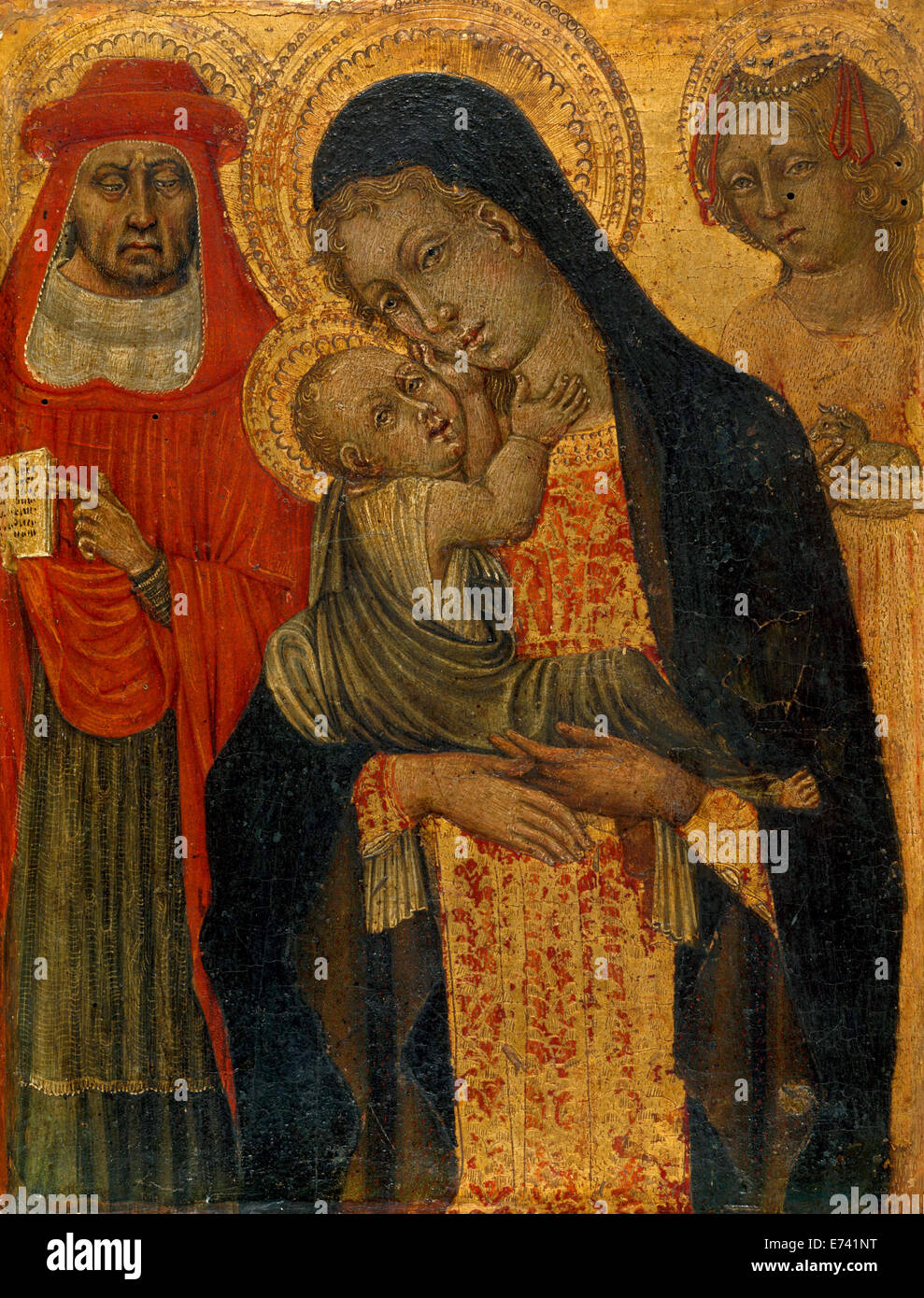 La Virgen y el Niño con los Santos Jerónimo y Agnes - por Giovanni di Paolo, 1465 Foto de stock