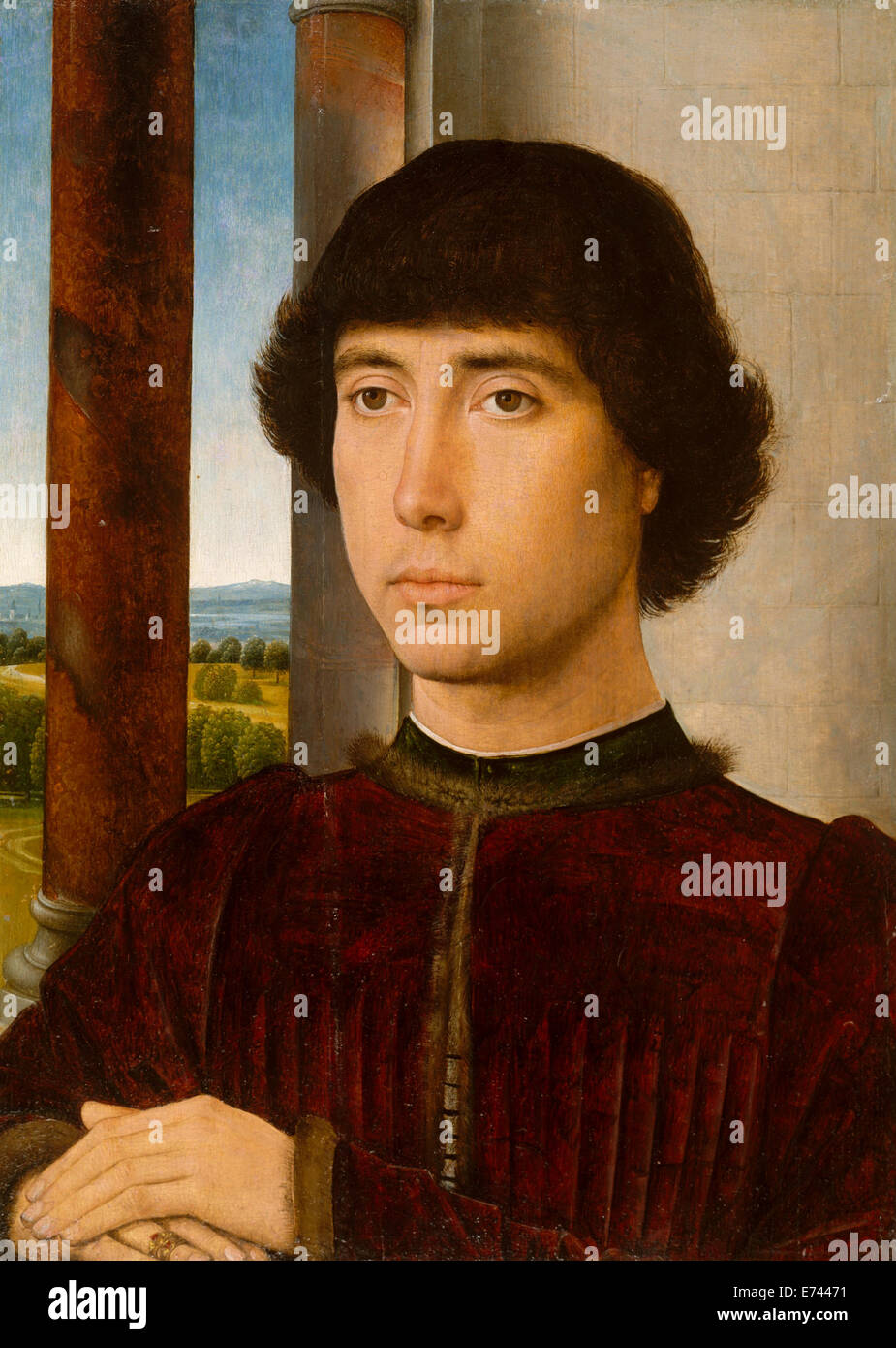 Retrato de un joven - por Hans Memling, 1425 Foto de stock