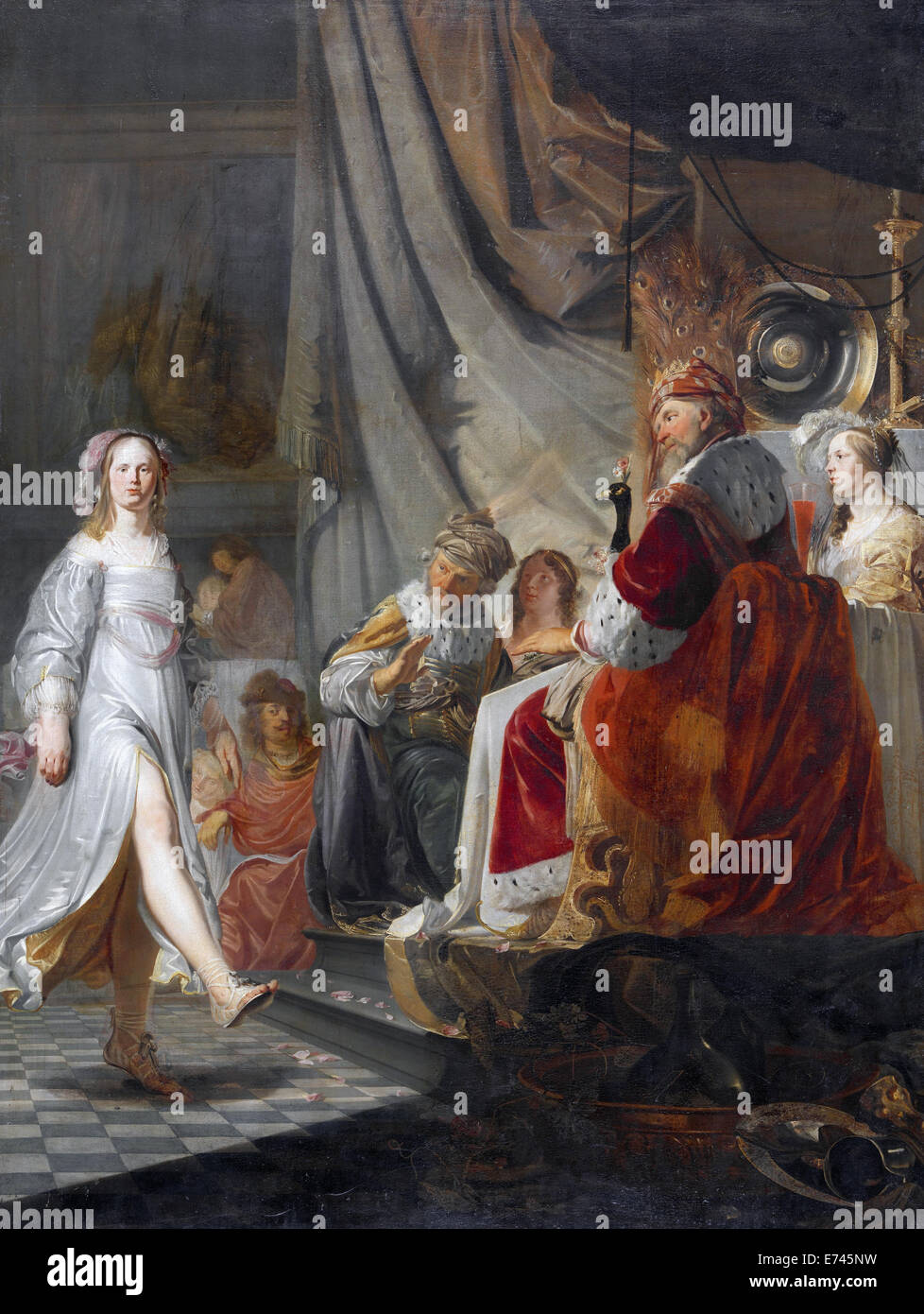 Salomé baila ante Herodes - por Hans Horions, 1634 - 1672 Foto de stock