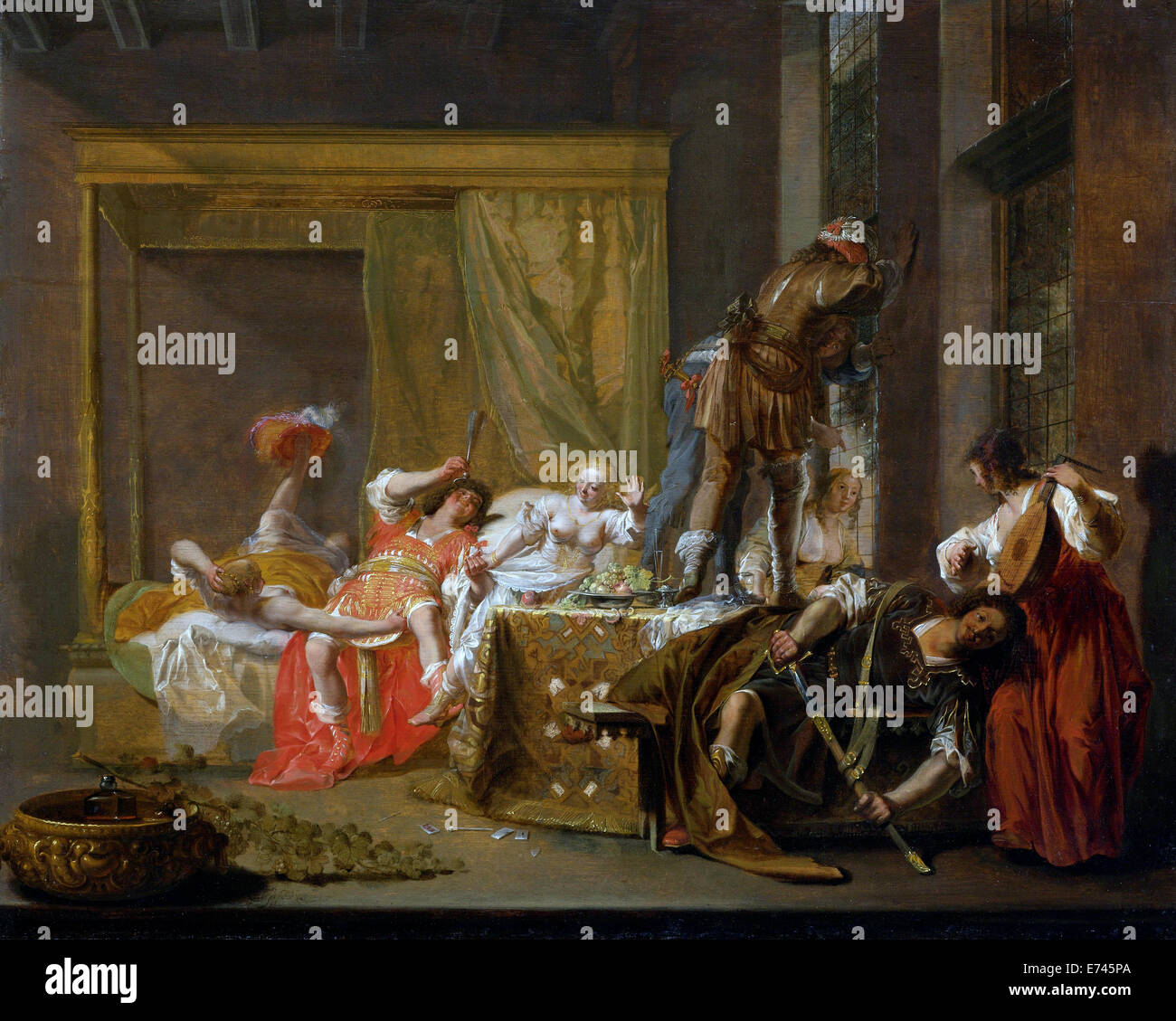 Escena del matrimonio de Messalina y Cayo Silius posiblemente episodio de un juego - por Nicolaes Knüpfer 1645 - 1655 Foto de stock