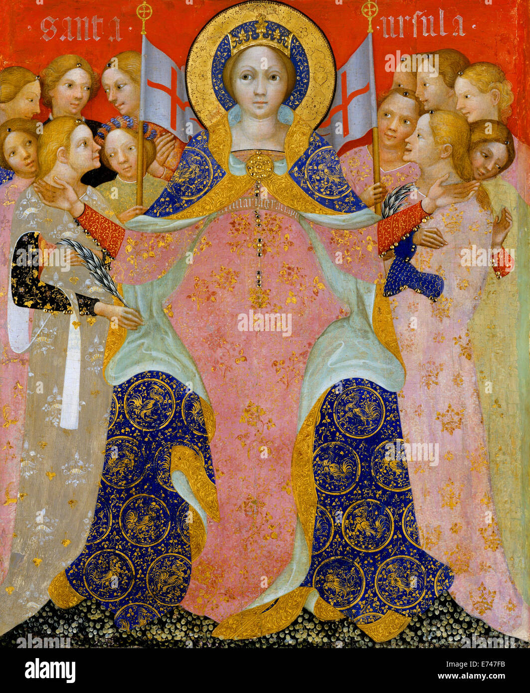 Santa Ursula y sus doncellas - por Niccolo di Pietro, 1410 Foto de stock