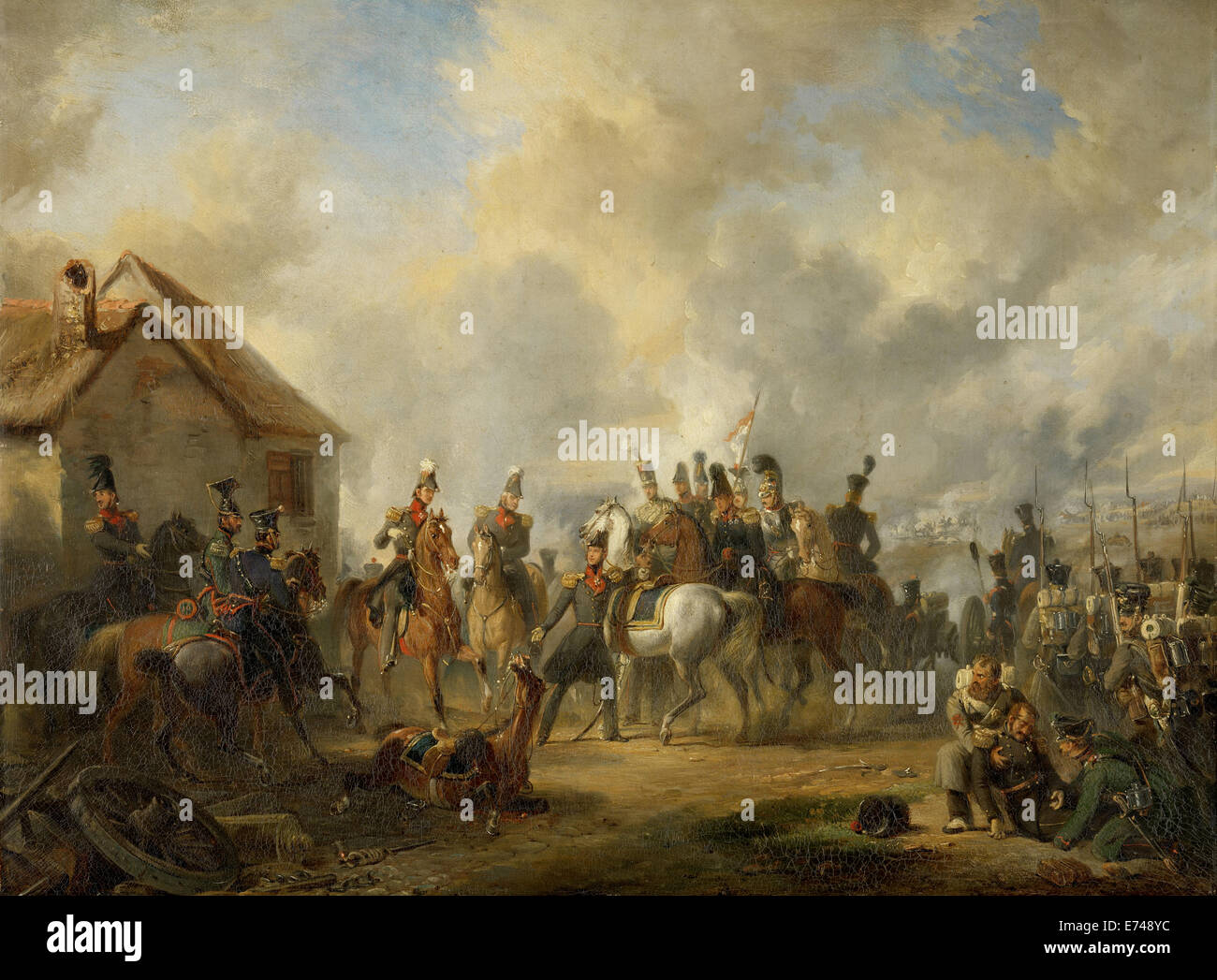 La batalla de Bautersem durante los diez días de campaña - por Nicolaas Pieneman, 1833 Foto de stock