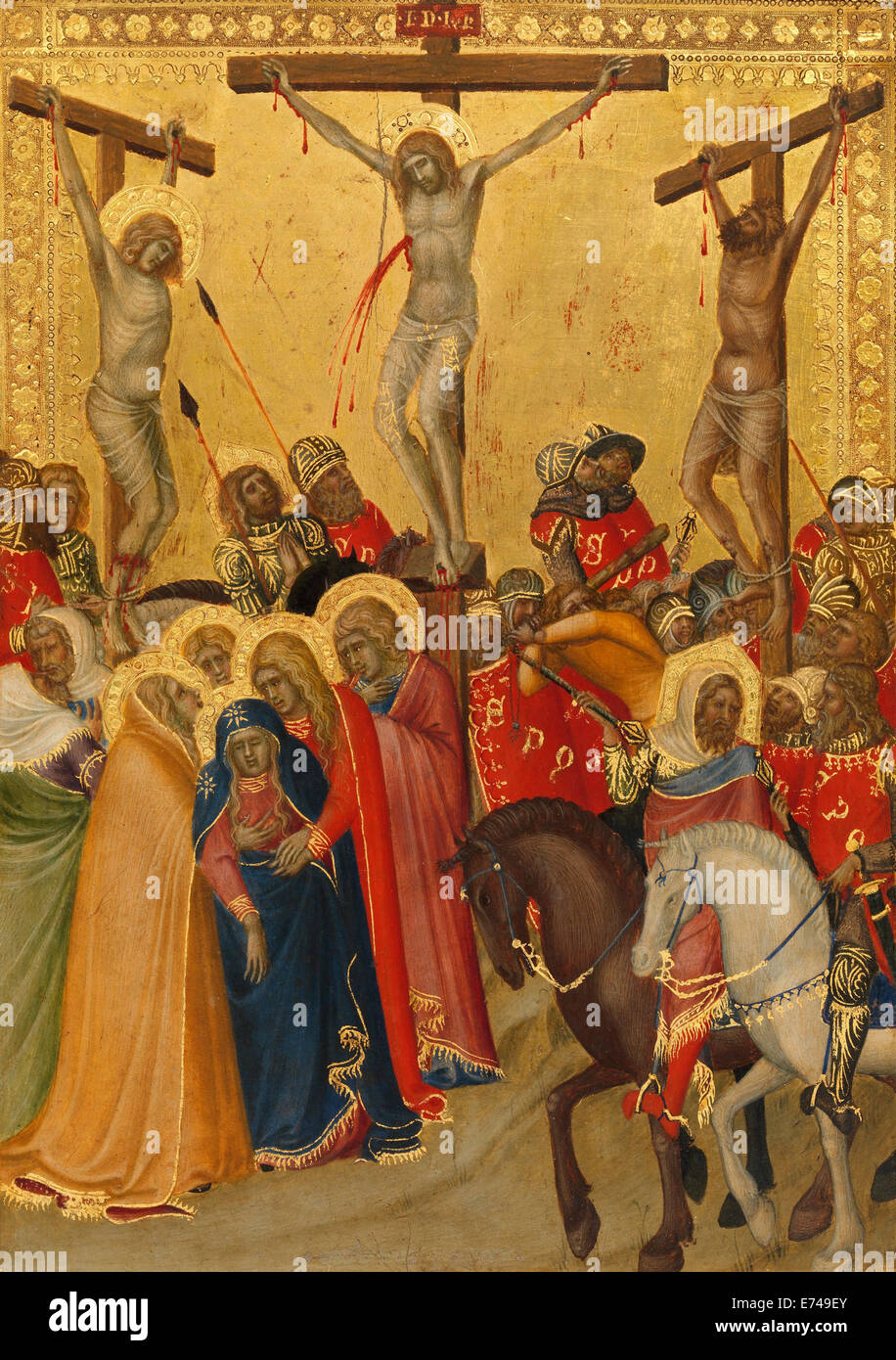 La Crucifixión - por Pietro Lorenzetti, 1340's Foto de stock