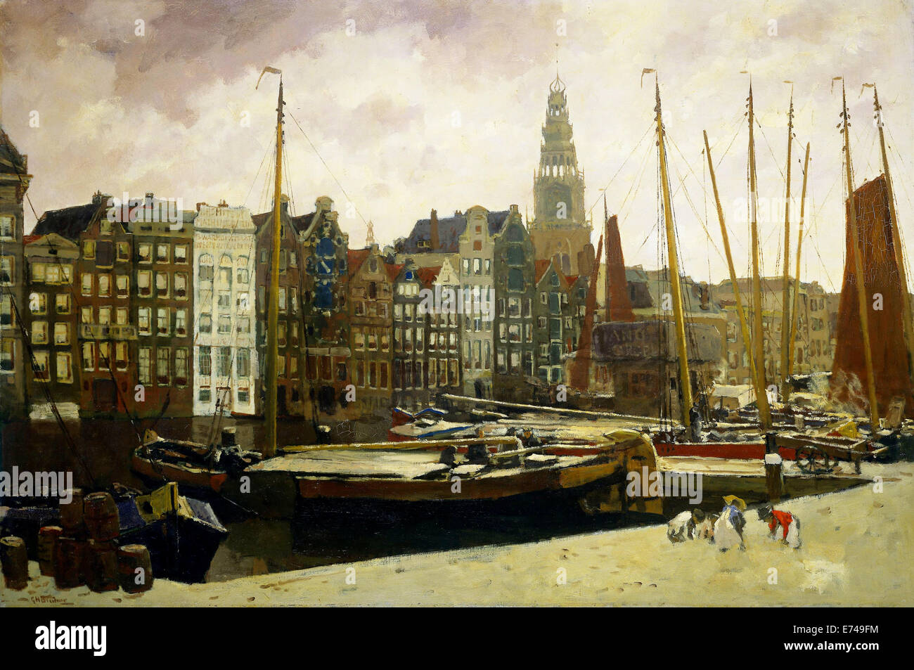 El Damrak, Amsterdam - por George Hendrik Breitner, 1903 Foto de stock
