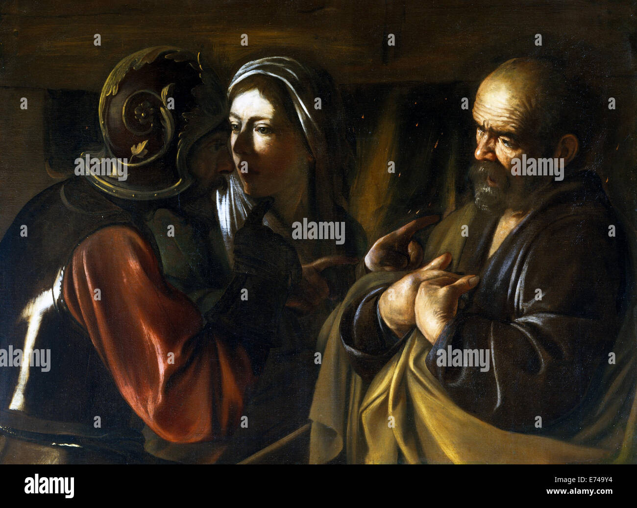 La negación de San Pedro, de Caravaggio Foto de stock