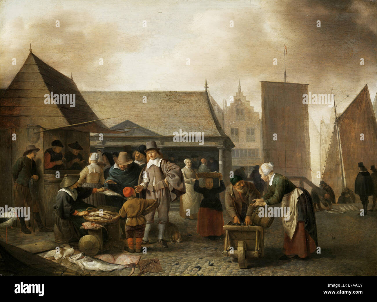 El mercado del pescado - por Hendrick Martensz Sorgh, 1650 - 1670 Foto de stock