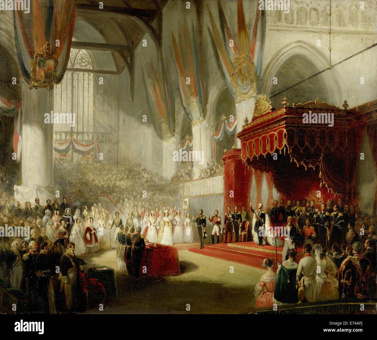 La inauguración del rey Guillermo II en la iglesia Nieuwe Kerk de Amsterdam, 28 de noviembre de 1840 - por Nicholas Pieneman, 1840-1845 Foto de stock