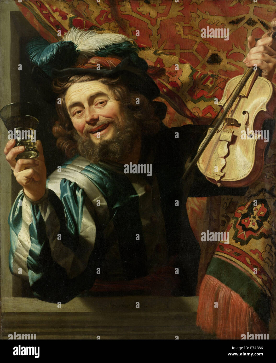 El Merry Fiddler - por Gerard van Honthorst, 1623 Foto de stock