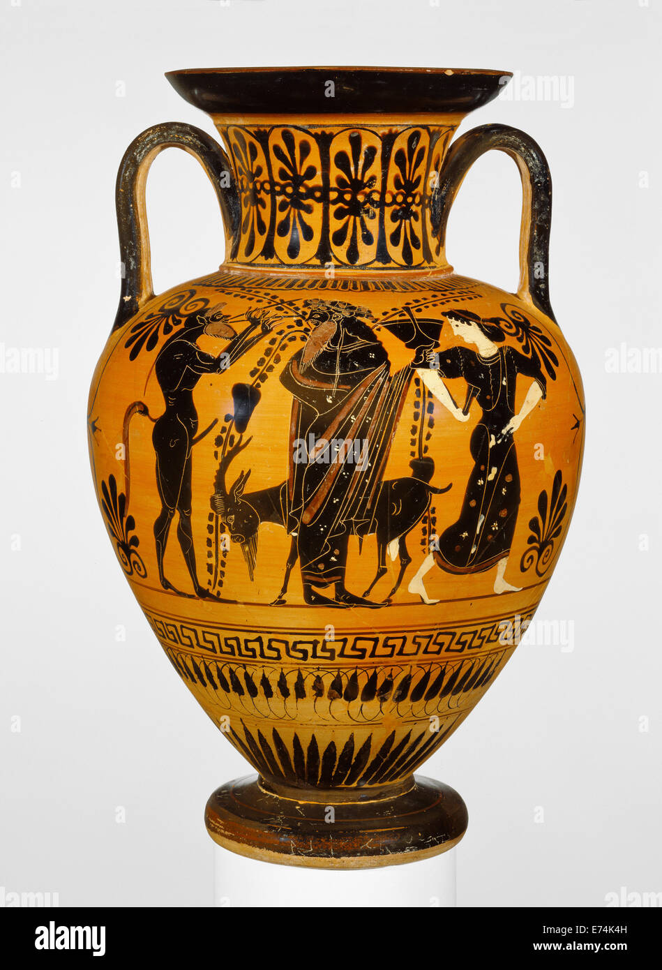 Cuello Black-Figure Amphora; desconocidos; de Atenas, Grecia, Europa; alrededor de 510 B.C.; Terracota Foto de stock
