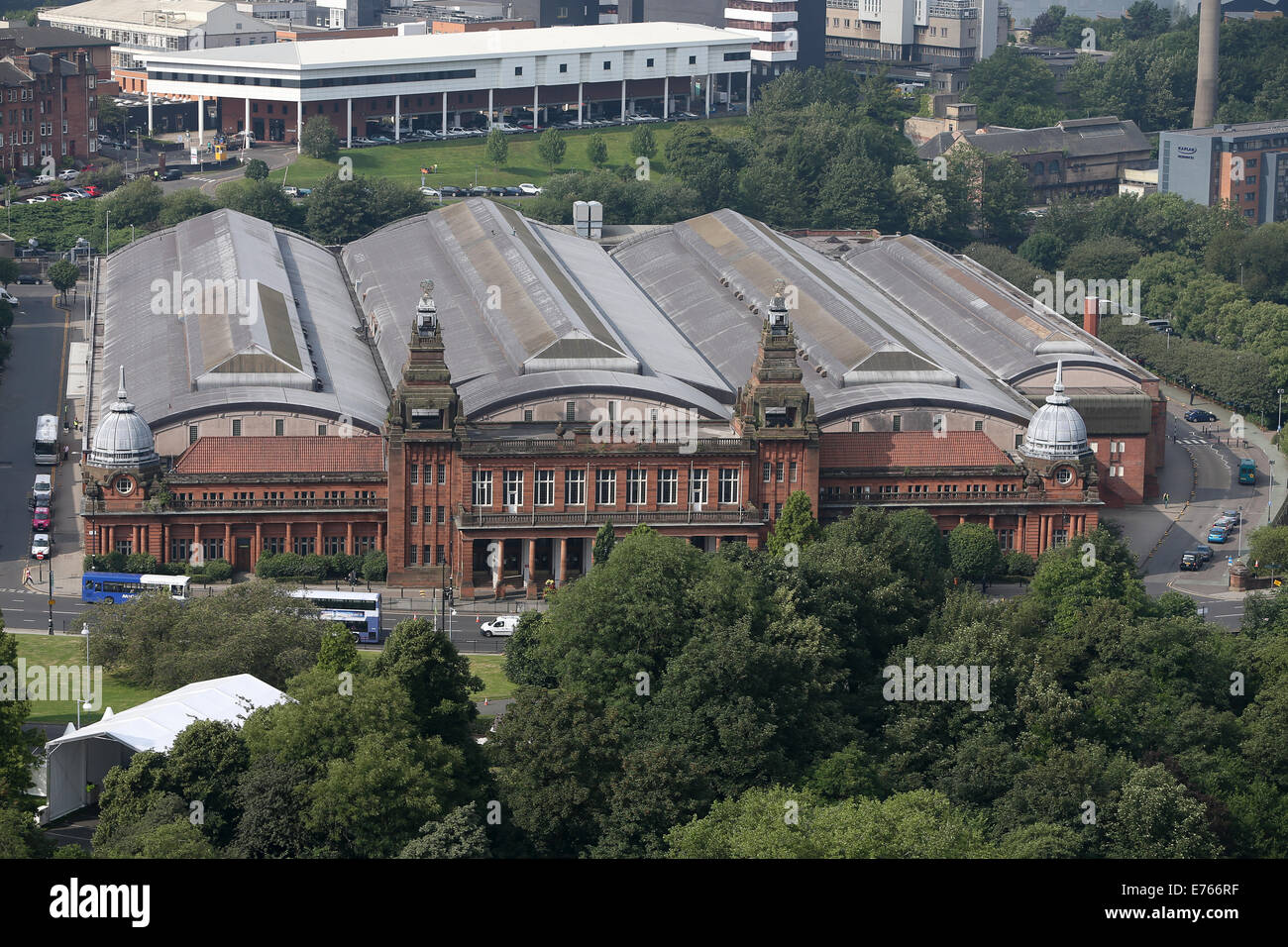 Vista aérea de Kelvin Hall Glasgow Foto de stock