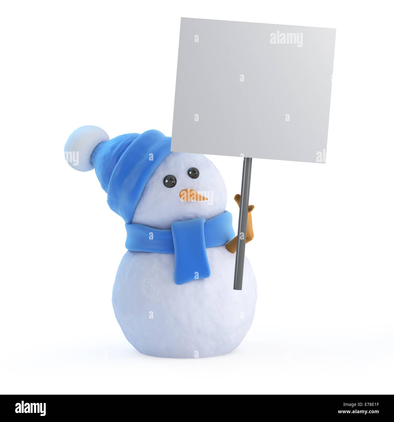 3D Render de un muñeco de nieve sosteniendo un cartel Fotografía de stock -  Alamy