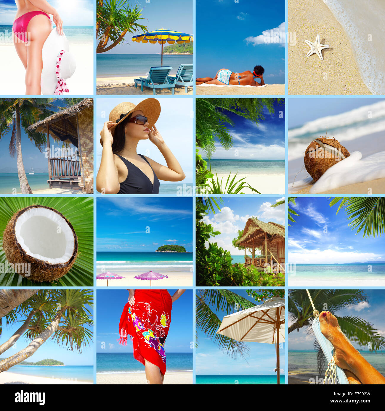 Playa de verano tema collage compuesto de unas cuantas imágenes Fotografía  de stock - Alamy