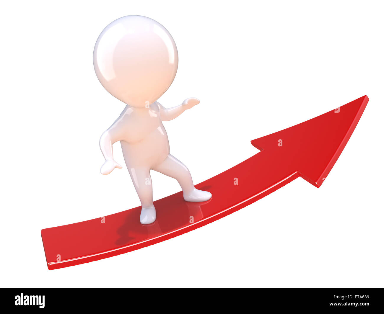 3D Render de una persona pequeña cabalgando sobre una flecha roja apuntando  hacia arriba Fotografía de stock - Alamy