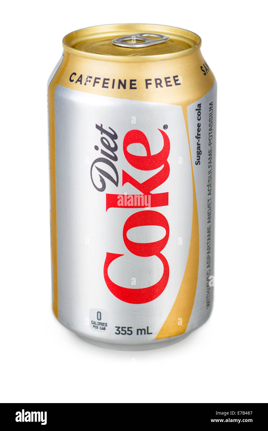 Diet Coke sin cafeína puede HS Foto de stock