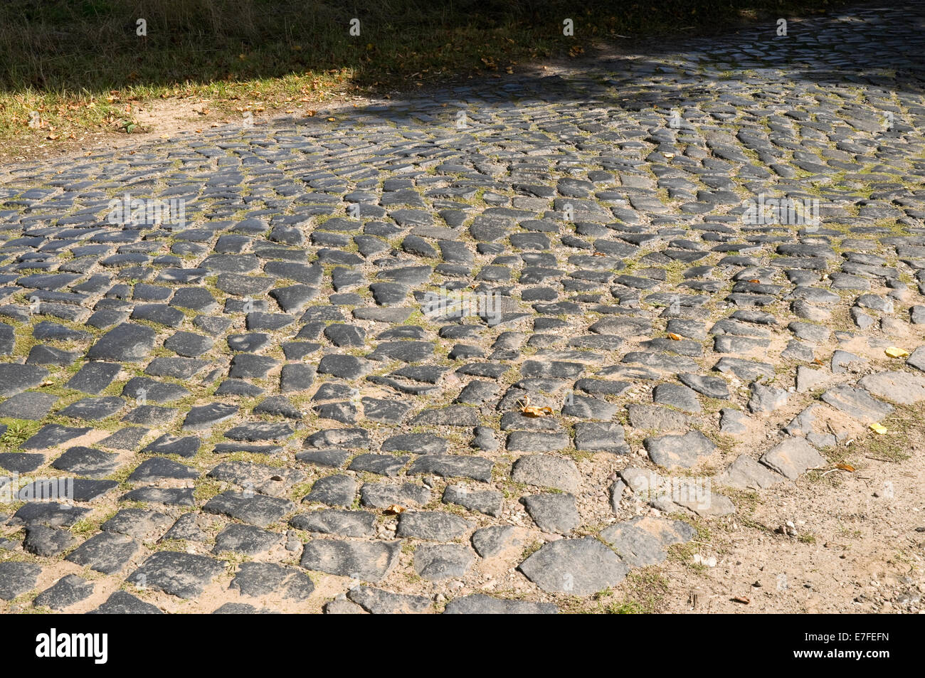 La superficie de la carretera adoquinada, Alemania. Foto de stock