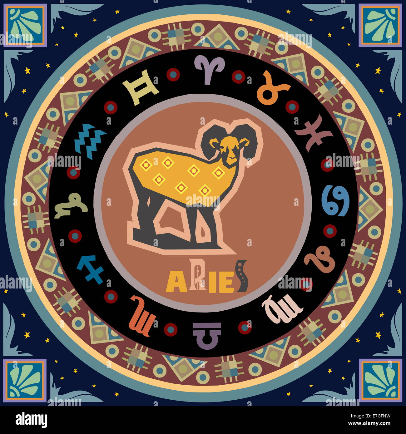 Horóscopo Signo Zodiaco ilustración. Sírvase encontrar otro signo de la