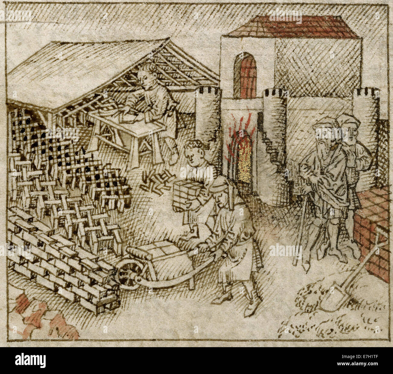 Israelitas Haciendo Ladrillos Historia Biblica Flamenca Mediados Del S Xv F 78v Bl Anadir Ms Fotografia De Stock Alamy