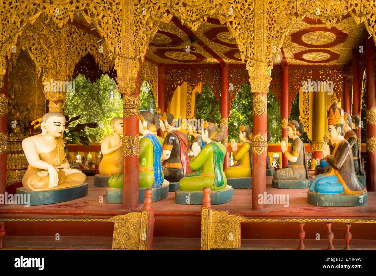 Myanmar (Birmania), la división de Mandalay, Myinkaba, Templo Gubyaukgyi, detalle del interior Foto de stock