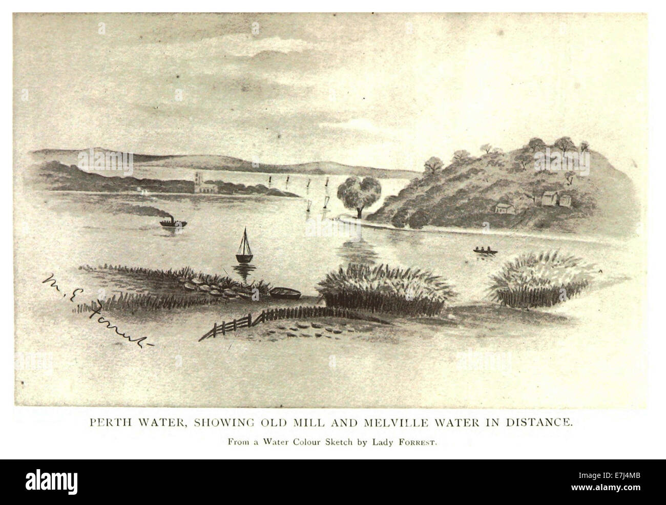 W.-Australia(1892) P177 PERTH, mostrando viejo molino de agua ect, en Australia occidental. Foto de stock